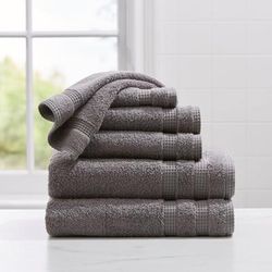 Waffle Quick Dry 6-PC Bath Set by BrylaneHome in Light Gray