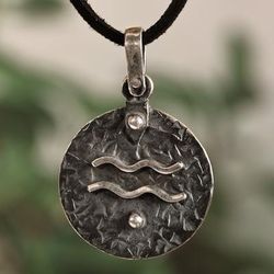 Astonishing Aquarius,'Sterling Silver Aquarius Zodiac Sign Pendant Necklace'