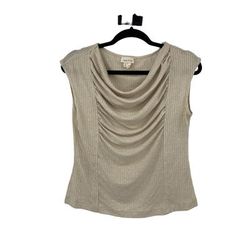 Anthropologie Tops | Anthropologie Meadow Rue Womens Size Xsp Fillmore Top Cream Ribbed Cowl Neck | Color: Cream | Size: Xsp