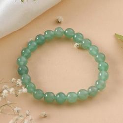 Souls of Optimism,'Inspirational Round Aventurine Beaded Stretch Bracelet'