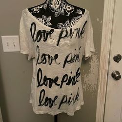 Pink Victoria's Secret Tops | Love Pink Tee | Color: Black/White | Size: M