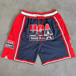 Trillest Navy 1992 USA Dream Team Embroideried Basketball Shorts with Pockets