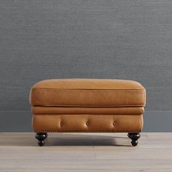 Logan Chesterfield Ottoman - Mushroom Crypton Hesse Performance - Frontgate