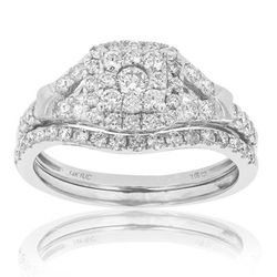Vir Jewels 7/8 cttw Diamond Prong Set Bridal Wedding Engagement Ring Set - White
