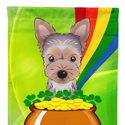 Caroline's Treasures 11 x 15 1/2 in. Polyester Yorkie Puppy St. Patrick's Day Garden Flag 2-Sided 2-Ply