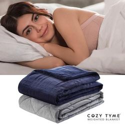 Cozy Tyme Amari Weighted Blanket - Blue - QUEEN / 20 LBS