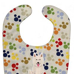 Caroline's Treasures Pawprints White German Shepherd Baby Bib