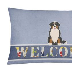 Caroline's Treasures 12 in x 16 in Outdoor Throw Pillow Bernese Mountain Dog Welcome Canvas Fabric Decorative Pillow