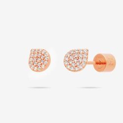 Meulien Waterdrop Bud Stud Earrings With Pave CZ - Pink