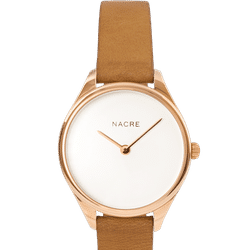 Nacre Mini Lune Watch - Rose Gold - Natural Leather - Brown