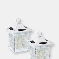 Sunnydaze Decor Lucien Outdoor Solar LED Candle Lantern - White - 2 PACK