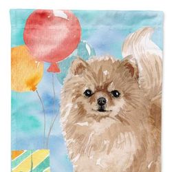 Caroline's Treasures Happy Birthday Pomeranian Garden Flag 2-Sided 2-Ply