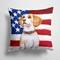 Caroline's Treasures 14 in x 14 in Outdoor Throw PillowBeagle Patriotic Fabric Decorative Pillow - 15 X 15 IN