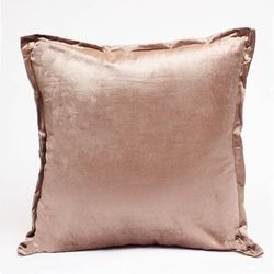 Harkaari Plain Velvet Throw Pillow with Lip Flange Trim - Brown - 24 X 24 IN