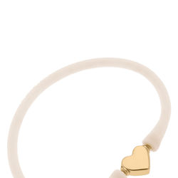 Canvas Style Bali Heart Bead Silicone Bracelet In Eggnog - Brown