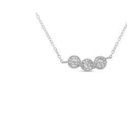 Haus of Brilliance Sterling Silver Round Diamond Pendant Necklace - Grey - 18