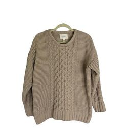 Jessica Simpson Sweaters | Jessica Simpson Chenelle Cable Knit Oversized Sweater Womens Medium Tan | Color: Tan | Size: M