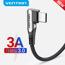 Vention – câble USB Type C 3A 90 degrés pour recharge rapide cordon de chargeur pour téléphone