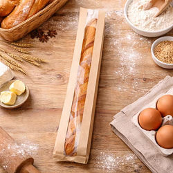 Kraft Bread Bag with Window 4" x 2" x 24" 100 Pack