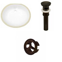 16.5-in. W CSA Oval Undermount Sink Set In White - Oil Rubbed Bronze Hardware - Overflow Drain Incl. - American Imaginations AI-20676