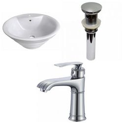 19.25-in. W Above Counter White Vessel Set For 1 Hole Center Faucet - American Imaginations AI-30068