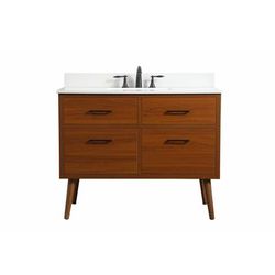 42 inch single bathroom vanity in teak with backsplash - Elegant Lighting VF41042MTK-BS