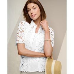 Draper's & Damon's Women's Lisbon Lace Button Front Shirt - White - L - Misses