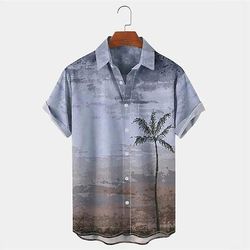 Per uomo Palma Piante Tropicali Camicia Camicia hawaiana estiva Camicia Aloha Maniche Corte Camicia Collo ripiegato Tropicale Moda Hawaiano All'aperto Streetwear Camicia hawaiana Rosa Blu Verde S M L