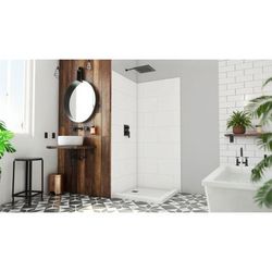 Dreamline DreamLine DreamStone 36 inch D x 36 inch W x 84 inch H Corner Shower Wall Kit in White Traditional Subway Pattern WKDS363684XTS00