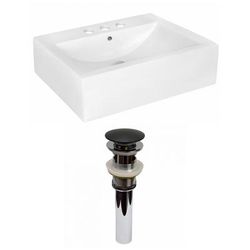 20.25-in. W Above Counter White Vessel Set For 3H4-in. Center Faucet - American Imaginations AI-31592