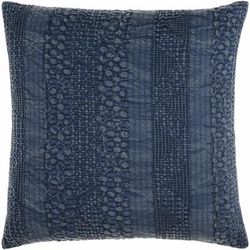Edom 18" Square Cottage Pillow plush Cotton Navy Throw Pillow - Boutique Rugs