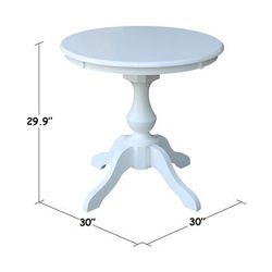 "30" Round Top Pedestal Table - 28.9"H - Whitewood K08-30RT-11B"