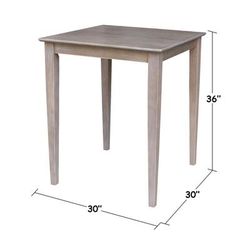 Solid Wood Top Table - Counter Height - Whitewood K09-3030-36S
