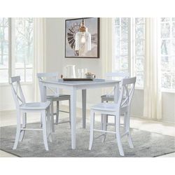 "36" x 36" CounterHeight Dining Table with 4 X-Back Stools - 5 Piece Set - Whitewood K08-3636-S6132-4"