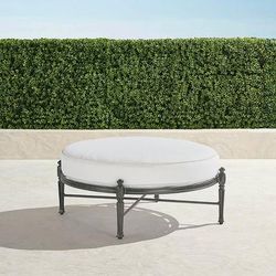 Carlisle Round Ottoman with Cushion in Slate Aluminum - Quick Dry, Seaglass - Frontgate