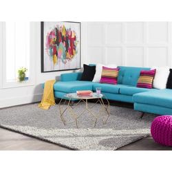 Llagostera 14"H x 20"W x 20"D Modern Wool Fuchsia Pouf - Boutique Rugs