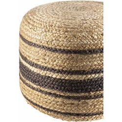 Villaputzu 14"H x 18"W x 18"D Cottage Jute Tan/Beige/Desert Tan/Light Wood/Taupe Pouf - Boutique Rugs