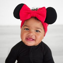 Disney Minnie Mouse Luxe Baby Girl Soft & Stretchy Bamboo Bow Headbands - Newborn - 3T