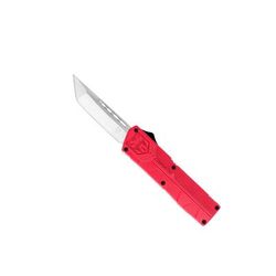 CobraTec Knives Lightweight OTF Automatic Folding Knives 3.25in D2 Steel Tanto Non-Serrated Red Handle RDCTLWTNS