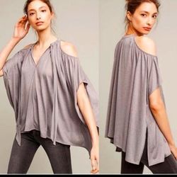 Anthropologie Tops | Deletta Anthropologie Tulay Cold Shoulder Oversize Top Size Xsmall | Color: Gold/Gray | Size: Xs