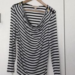 Michael Kors Tops | Michael Kors Xs Striped Top | Color: Black/White | Size: Xs