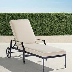 Grayson Chaise Lounge Chair with Cushions in Black Aluminum - Quick Dry, Dune - Frontgate