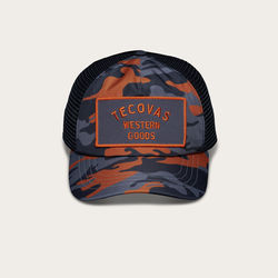 Tecovas Western Goods Trucker Hat, Gray Orange Camo, Polyester