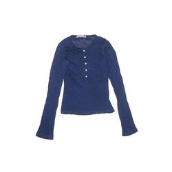 Da-Nang Long Sleeve Henley Shirt: Blue Tops - Kids Girl's Size Medium