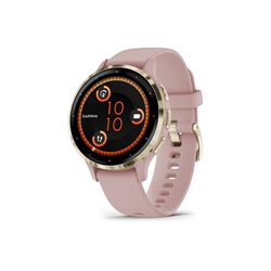Garmin Venu 3S Watch Soft Gold Stainless Steel Bezel w/ Dust Rose Case and Silicone Band 010-02785-03