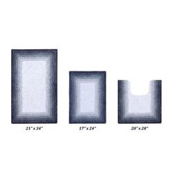 Torrent Border Bath Rug Mat, 3 Piece Set, (17" X 24" | 20" X 20" | 21" X 34") by Better Trends in Gray