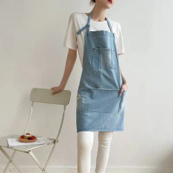 Uomo Lady Chef Kitchen Cooking grembiule Beauty Nails Cafe UniformBlack Blue Denim grembiuli