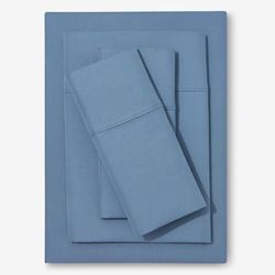 Solid Damask 6-PC. Sheet Set by BrylaneHome in Blue Shadow (Size FULL)