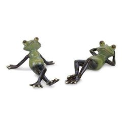 Lounging Garden Frog Figurine (Set Of 2) by Melrose in Brown