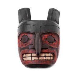 Totem Head,'Hand Carved Wood Totem Wall Mask from Indonesia'